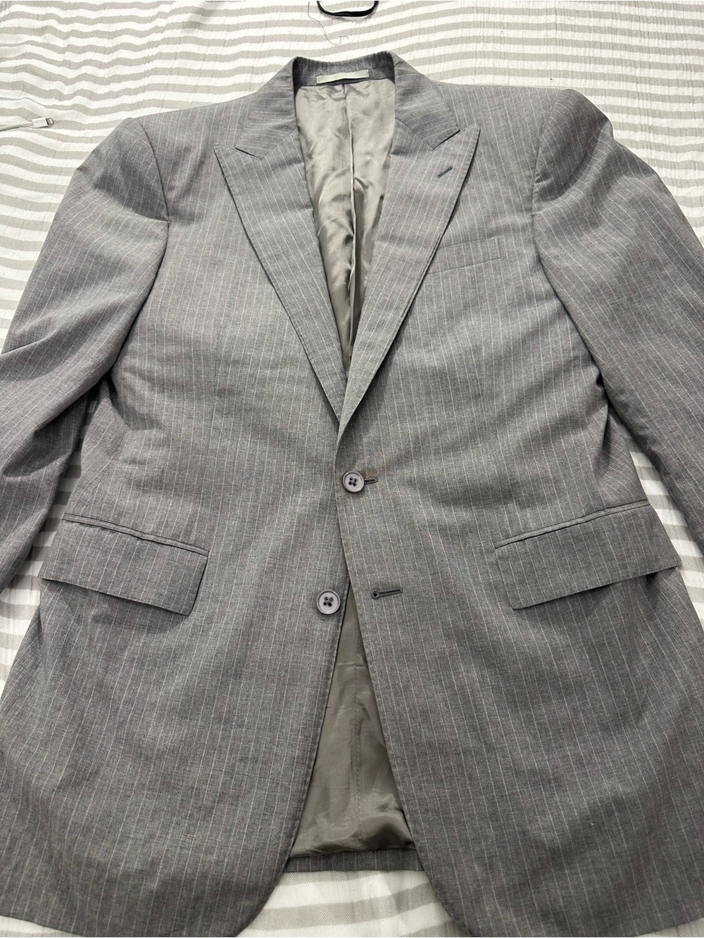 Polo Ralph Lauren Men's Gray Pinstripe Two-Button Blazer 40 R